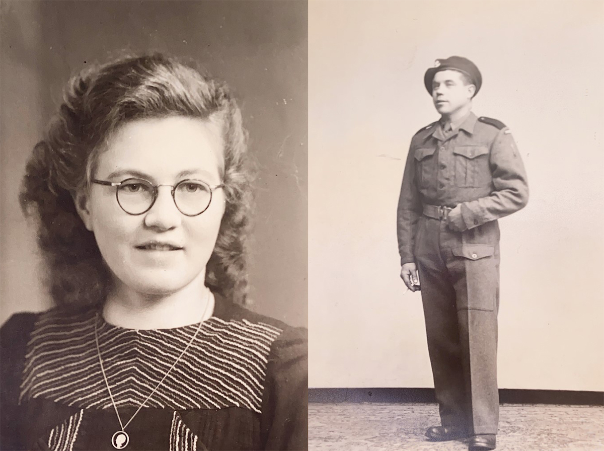 Foto van een Bredaas Meisje en een Poolse soldaat
