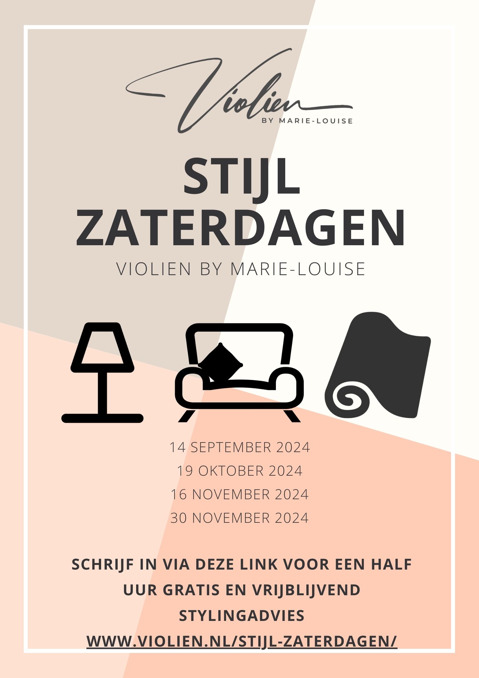 Poster met informatie over Stijlzaterdagen van Violine