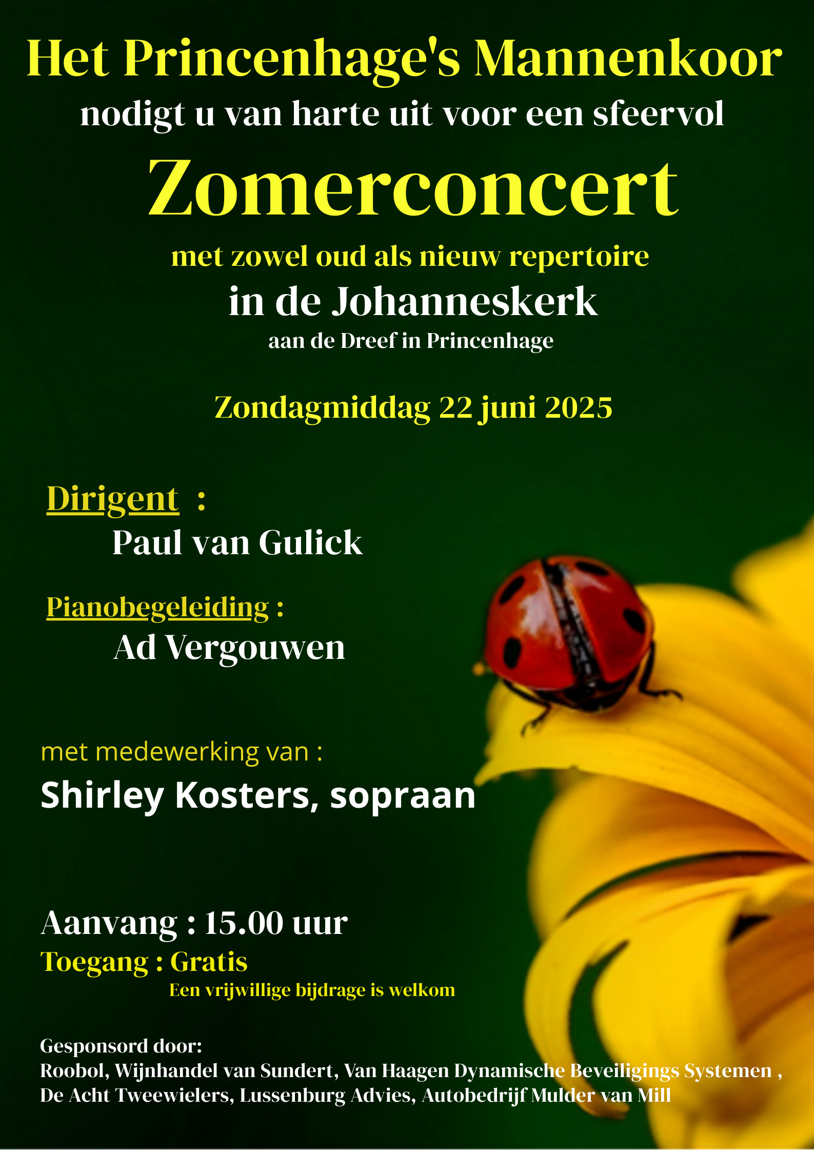 Affiche zomerconcert mannenkoor Princenhage
