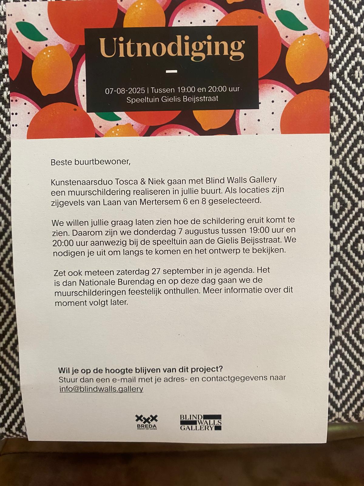 Foto uitnodiging speeltuin Gielis Beijsstraat