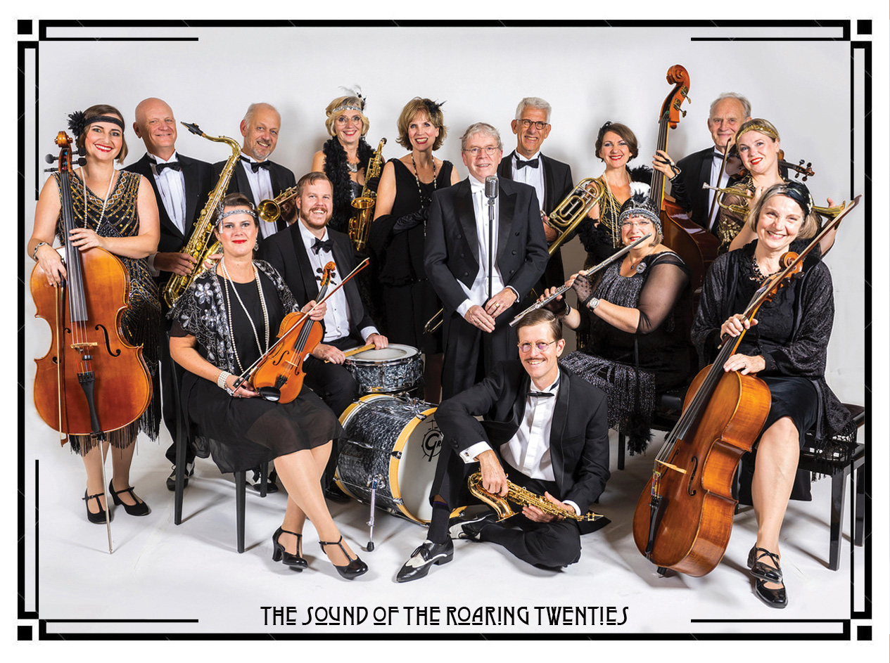 orkest Decadentia met muziekinstrumenten