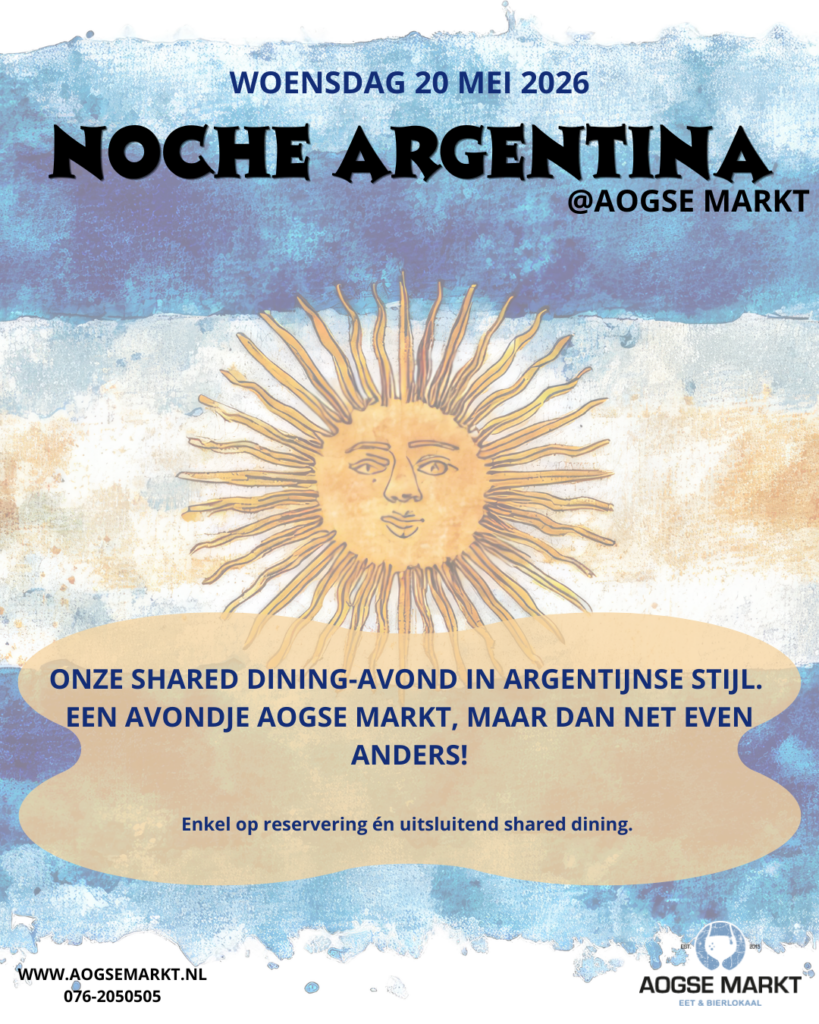 Poster van de Argentijnse Avond - shared dining in de Aogse Markt
