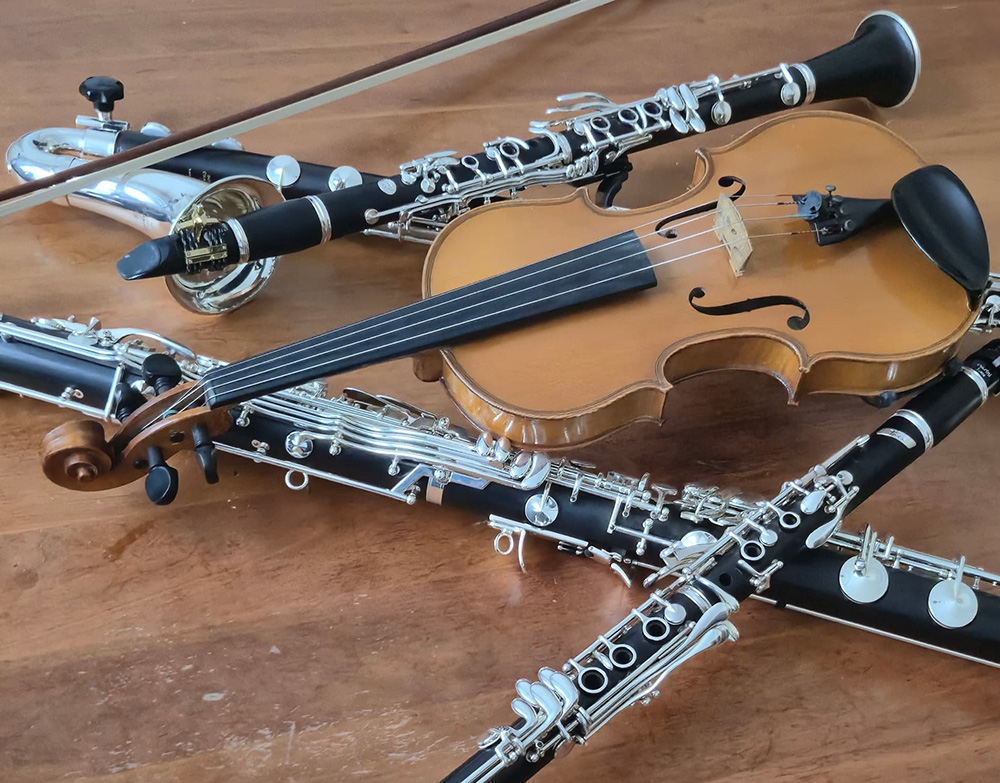 rietinstrumenten en een viool