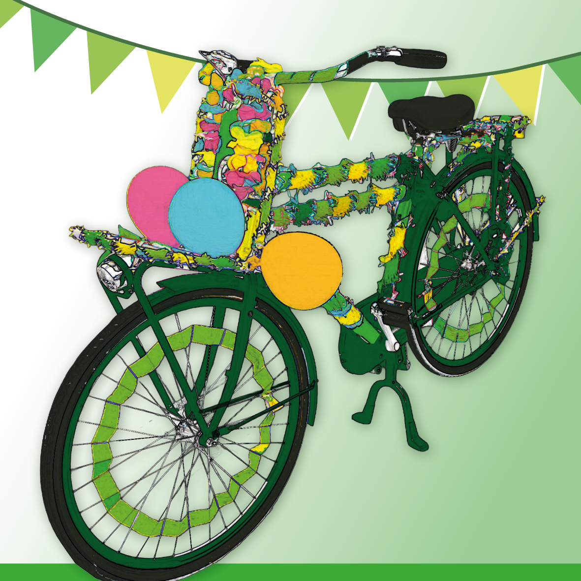 kinderfiets versiert met slingers