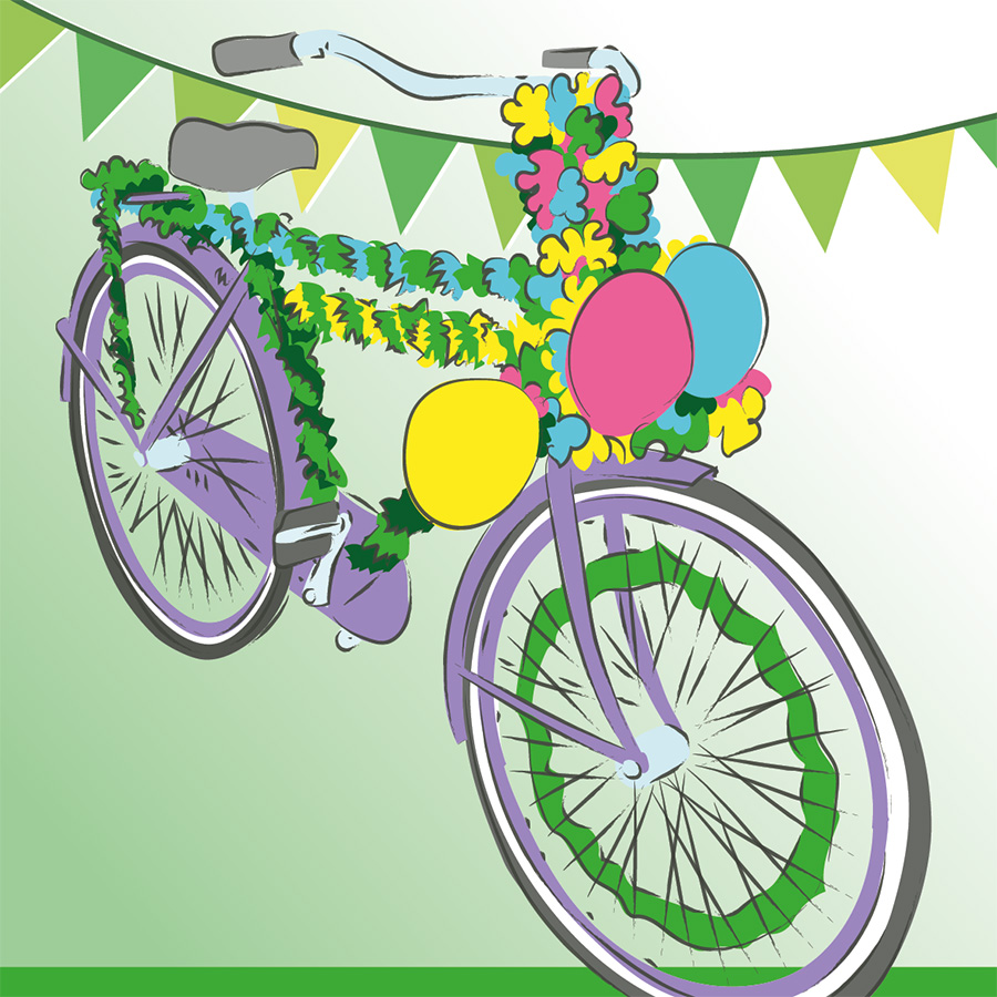 kinderfiets versiert met slingers