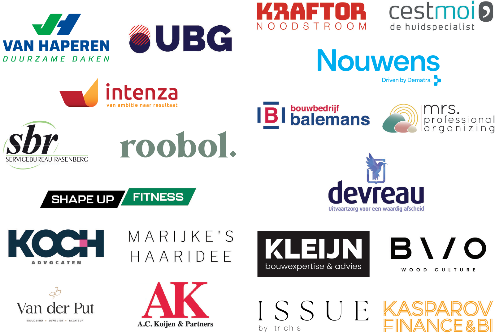 overzicht met logo's van de bedrijven die het Groot Aogs Dorpsfeest sponsorden